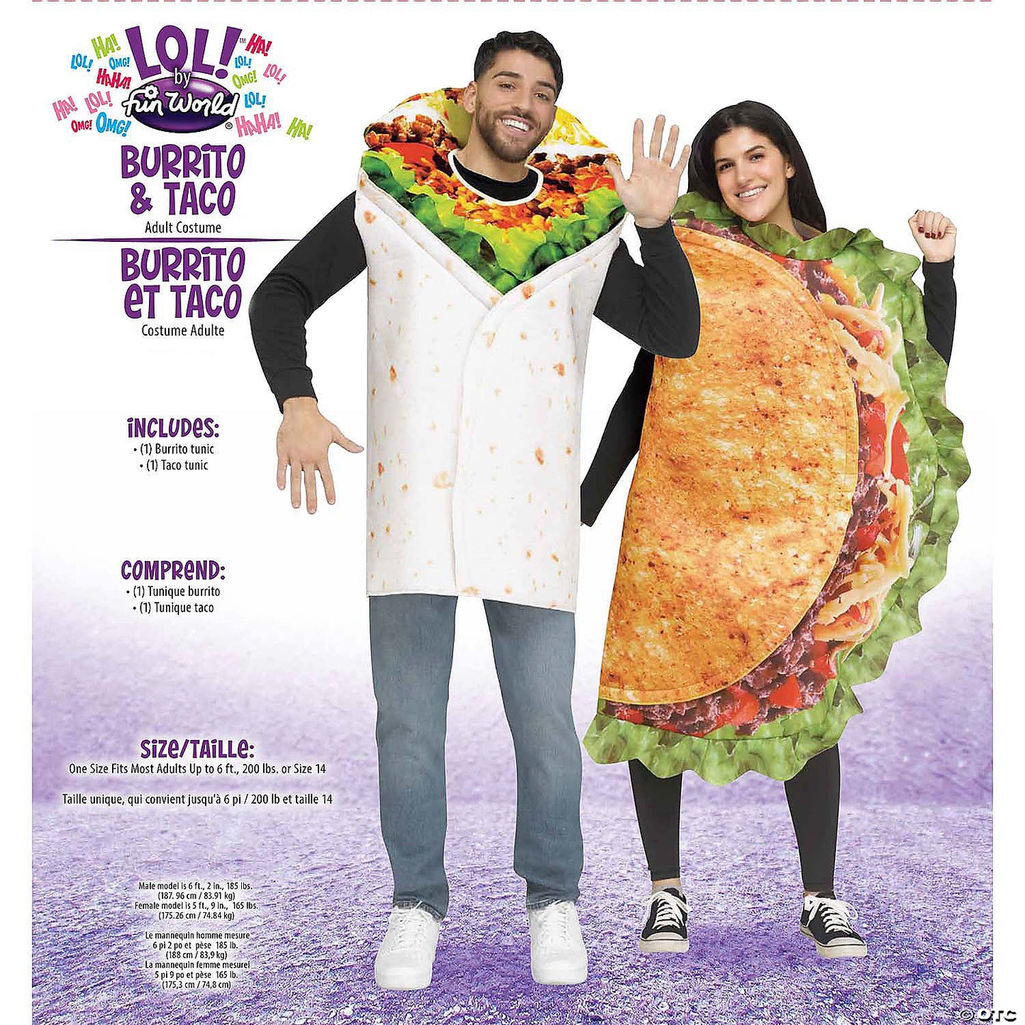 Adults Burrito & Taco Tunic Couples Costume - One Size